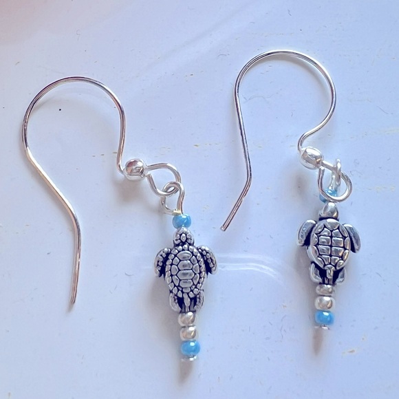 My Beading Heart Jewelry - Baby Turtles earrings silver plated French wires. One of a kind artisan. 🐢 🐢